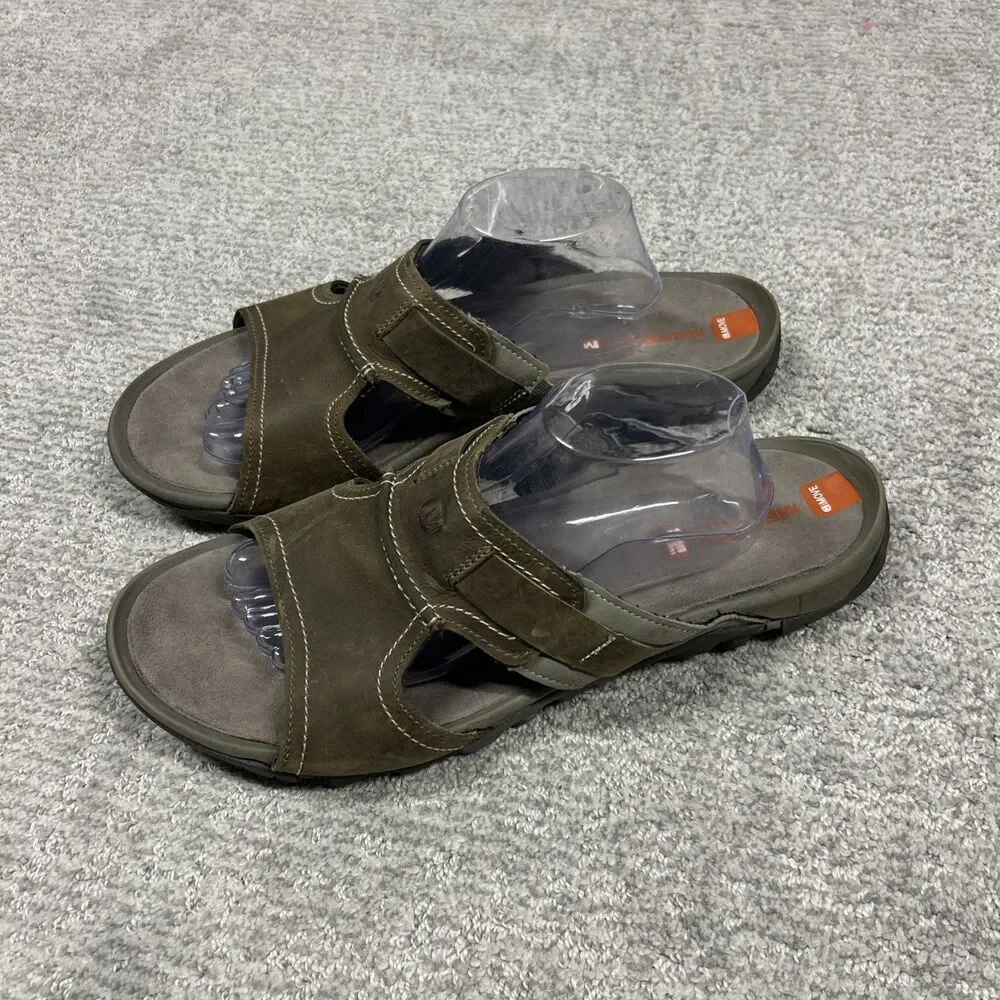 Merrell Slides Sandals Mens 13 Brown Green Comfort Telluride Move